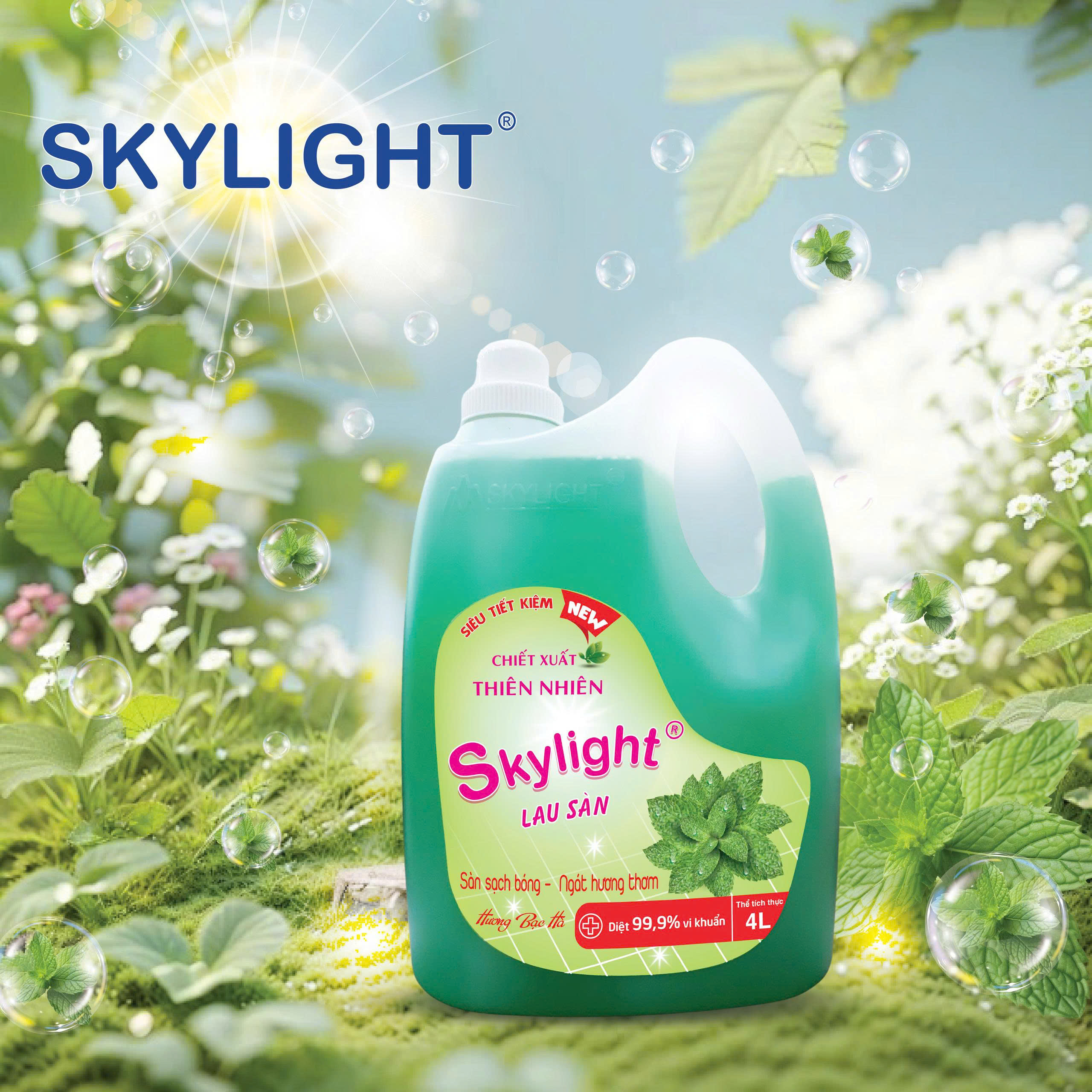 Nước lau s&agrave;n cao cấp Skylight - Hương bạc h&agrave; - Can 4 L&iacute;t