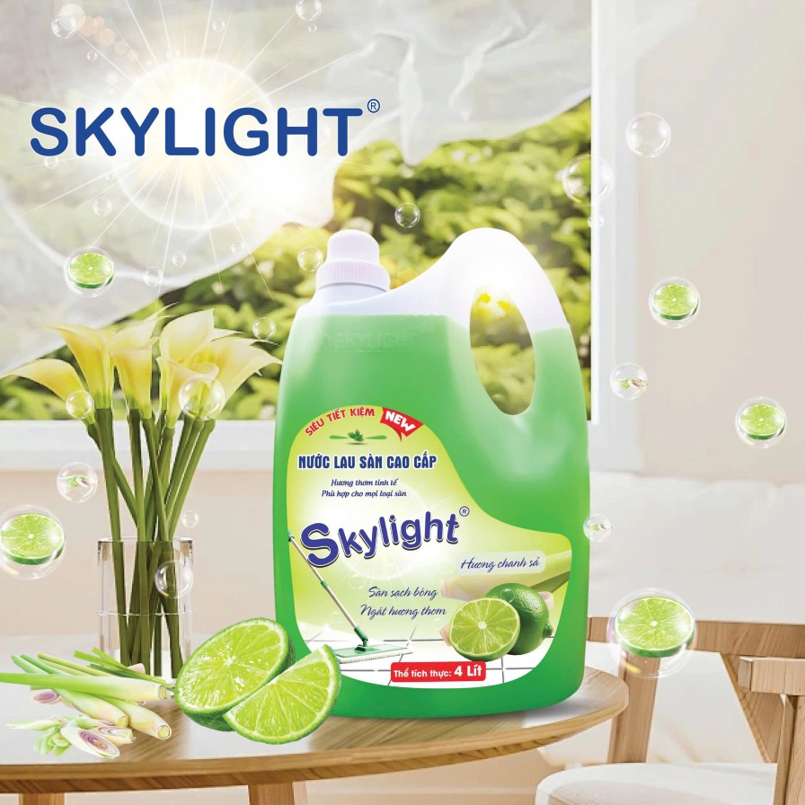 Nước lau s&agrave;n cao cấp Skylight - Hương chanh sả - Can 4 L&iacute;t