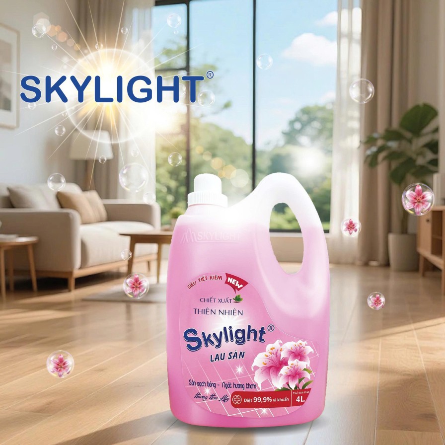 Nước lau s&agrave;n cao cấp Skylight - Hương hoa Lily - Can 4 L&iacute;t